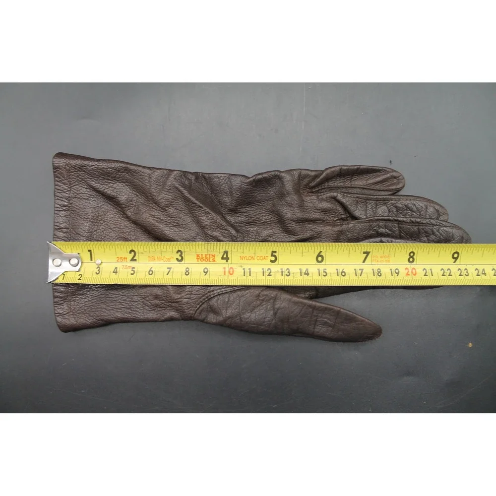 Vintage Brown Leather Gloves Silk Lined Made in Italy Women's